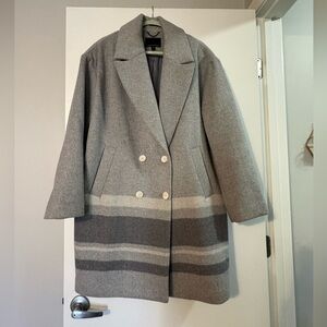 Banana Republic Gray Striped Pea Coat